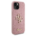 Guess PU Fixed Glitter 4G Metal Logo Zadný Kryt pre iPhone 13 Pink