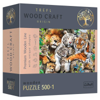 Trefl Drevené puzzle 501 - Divoké mačky v džungli