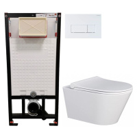 DEANTE Podstavný rám, pre závesné WC misy + SLIM tlačidlo bílé  + WC MYJOYS MY1 + SEDADLO CST_WC