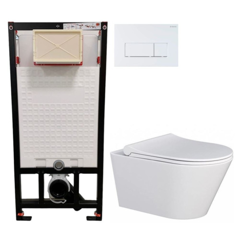 DEANTE Podstavný rám, pre závesné WC misy + SLIM tlačidlo bílé  + WC MYJOYS MY1 + SEDADLO CST_WC