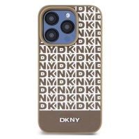 DKNY PU Leather Repeat Pattern Bottom Stripe MagSafe Apple iPhone 13 Pro Max DKHMP13XPSOSPW Brow