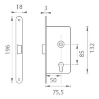 AGB - Zámok na dvere MEDIANA EVOLUTION - BB BRM - bronz matný (22) BB otvor pre kľúč 90 mm