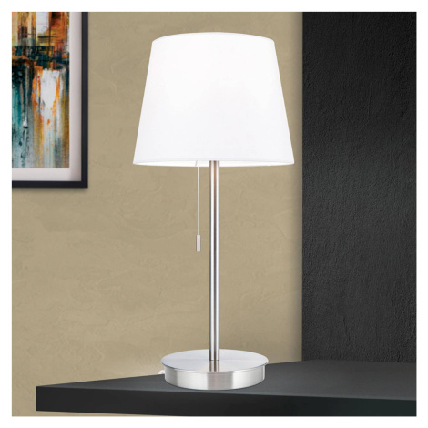 Stolná lampa Ludwig s USB portom biela/nikel matná