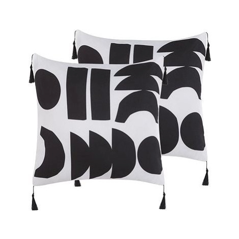 BELIANI, Sada 2 dekoratívnych vankúšov s geometrickým vzorom 45 × 45 cm čiernobiela LIRIOPE, 299
