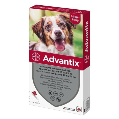 Advantix spot-on 2,5ml pipeta proti blchám a kliešťom pre psy od 10 do 25kg