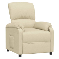 vidaXL Sklápacie kreslo krémové látkové