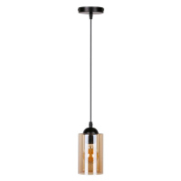 Čierne závesné svietidlo so skleneným tienidlom ø 10 cm Bistro - Candellux Lighting