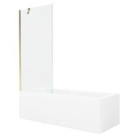 MEXEN/S - Cubik obdĺžniková vaňa 170 x 70 cm s panelom + vaňová zástena 80 cm, transparent, zlat