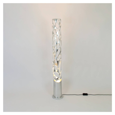 Stojacia lampa Talismano, strieborná farba, výška 176 cm, železo