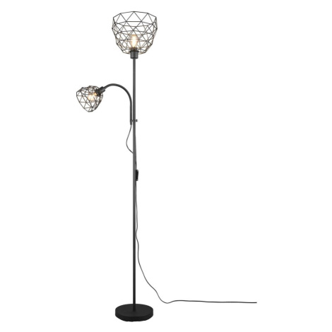 Čierna stojacia lampa s kovovým tienidlom (výška 180 cm) Haval – Trio