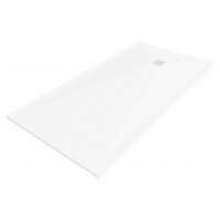 MEXEN/S - Stone+ obdĺžniková sprchová vanička 160 x 70, biela, mriežka biela 44107016-W