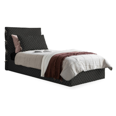Čierna čalúnená jednolôžková posteľ s úložným priestorom s roštom 90x200 cm Sleepy Luna – Miufor Miuform