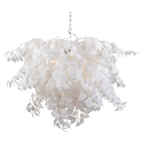 Romantická závesná lampa biela s listami - Feder TRIO