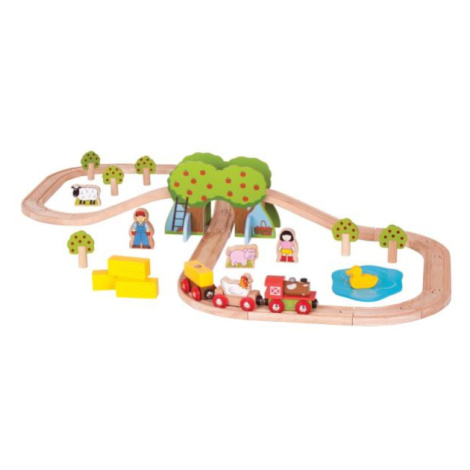 Bigjigs Rail Drevená vláčikodráha farma