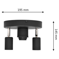 Stropné svietidlo Centro, čierne, 3 svetlá, kov, Ø 19,5 cm