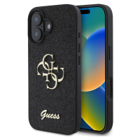 Guess Fixed Glitter 4G Metal Logo Kryt pre iPhone 16 Plus, Čierny