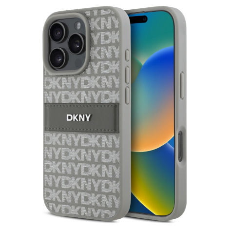 DKNY Leather Repeat Pattern Kryt pre iPhone 16 Pro Max, Béžový