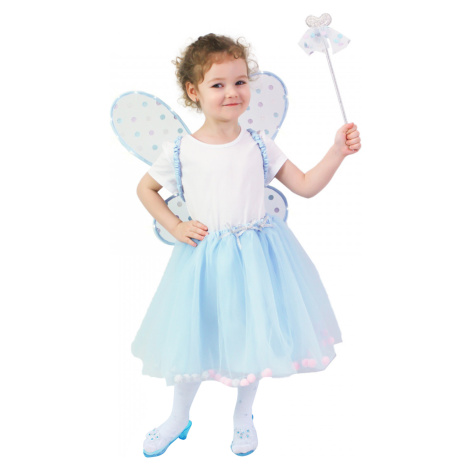Detský kostým tutu sukňa modrá víla so svietiacimi krídlami e-obal
