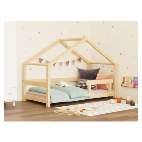 Benlemi Detská posteľ domček LUCKY so zábranou Zvoľte farbu: Tmavo sivá, Zvoľte rozmer: 90x160 c