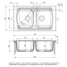 Deante Lusitano, keramický drez 860x500x240 mm + sifón, 2-komorový, biela, ZCL_620N