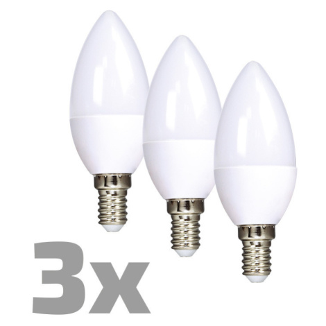 ECOLUX LED žiarovka Ecolux 3-pack, sviečka, 6W, E14, 3000K, 450lm, 3ks SOLIGHT