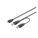 Kábel USB PREMIUMCORD 3.0 2xA - micro (M/F) 30cm DUAL (prídavné napájanie)