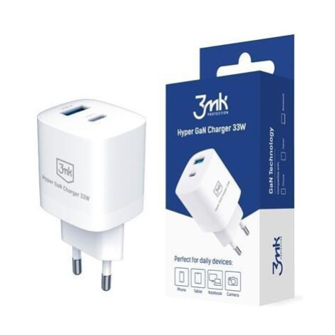 3mk sieťová nabíjačka - Hyper GaN Charger 33W, biela