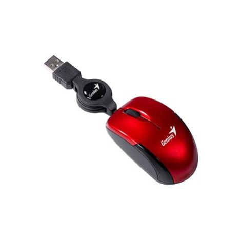 Genius Myš Micro Traveler V2, 1200DPI, optická, 3tl., drátová USB, červená, Micro