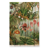 Nástenná dekorácia z borovicového dreva Madre Selva Jungle Flowers, 60 × 40 cm