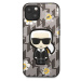 Plastové puzdro Karl Lagerfeld na Apple iPhone 13 KLHCP13MPMNFIK1 Ikonik Flower Monogram sivé