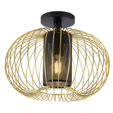 Dizajnové stropné svietidlo zlaté s čiernou - Marnie QAZQA
