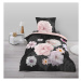 Čierno-ružové bavlnené obliečky na jednolôžko 140x200 cm Floral – douceur d'intérieur