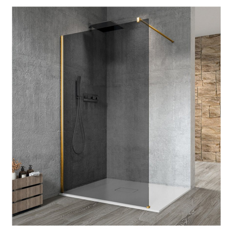 VARIO GOLD MATT jednodielna sprchová zástena na inštaláciu k stene, dymové sklo, 1100 mm GX1311- GELCO