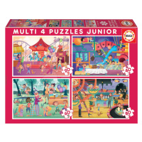 Puzzle Multi 4 Junior Park atractions+Children's party Educa 20-40-60-80 dielov od 4 rokov