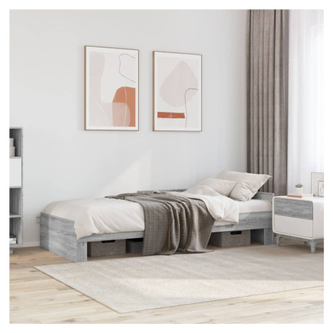 vidaXL Posteľný rám sivý dub sonoma 90x190 cm borovicový masív