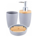 Kinekus Sada kúpeľňová 3-d, pohár+dávkovač mydla+podložka pod mydlo, keramická, šedá