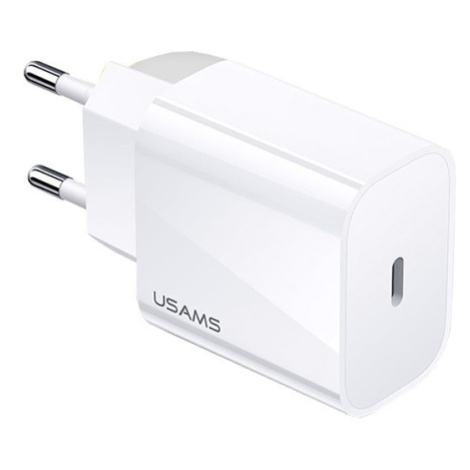 Sieťový adaptér 20 W, zásuvka USB typu C, rýchle nabíjanie, PD, Usams T34, biely