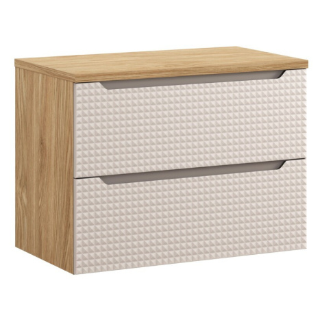 Závěsná umyvadlová skříňka Luxor Beige s deskou 80 cm béžová/dub olejovaný Comad