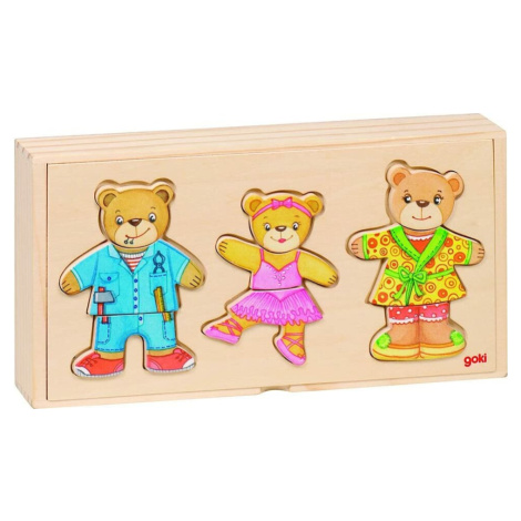 Kombinačné drevené puzzle Obleč medvedíkov!
