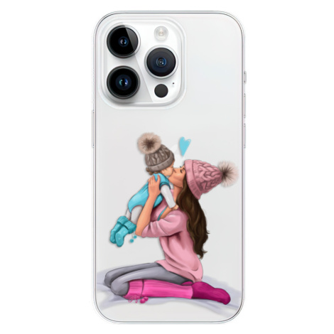 Odolné silikónové puzdro iSaprio - Kissing Mom - Brunette and Boy - iPhone 15 Pro