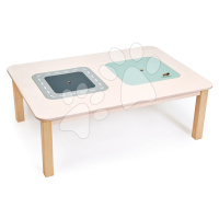 Drevený stôl obdĺžnikový na hranie Play Table Tender Leaf Toys s úložným priestorom s vtáčikom