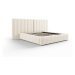 Béžová čalúnená dvojlôžková posteľ s úložným priestorom a roštom 160x200 cm Gina – Milo Casa