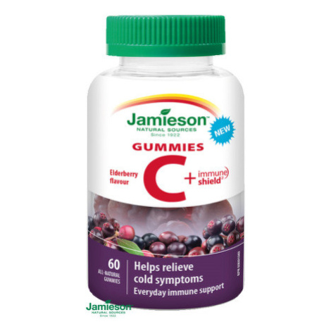 JAMIESON Vitamín C + Immune shield gummies s príchuťou bazy 60 pastiliek