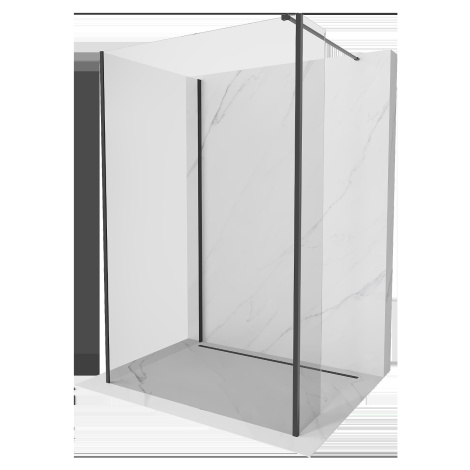 Mexen Kioto, 3-stenová sprchová zástena Walk-In Walk-in 90 x 90 x 30 cm, 8mm číre sklo, čierny p