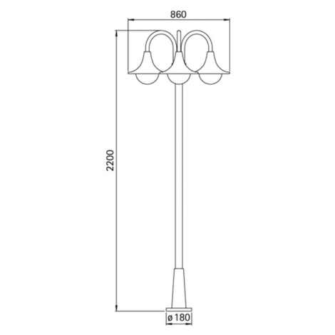 Stĺpové svietidlo 171, 3-plameňové, biele