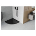 MEXEN/S - Flat sprchová vanička štvrťkruhová slim 90 x 90, černá + čierny sifón 41709090B