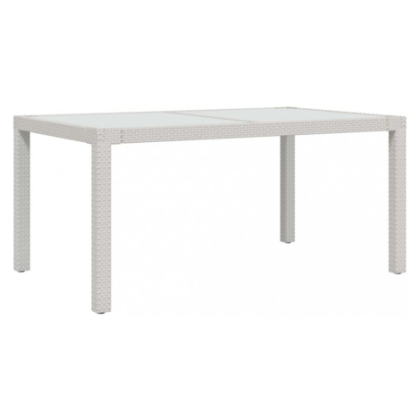 Záhradný stôl 150x90x75 cm sklo / polyratan Dekorhome Biela / priehľadná,Záhradný stôl 150x90x75 vidaXL