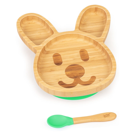 Klarstein Detská jedálenská súprava, bambusový tanier a lyžička, 250 ml, vrátane prísavky, 18 × 