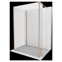 Mexen Kioto, 3-stenová sprchová zástena Walk-In 100 x 90 x 30 cm, 8mm číre sklo, medený matný pr