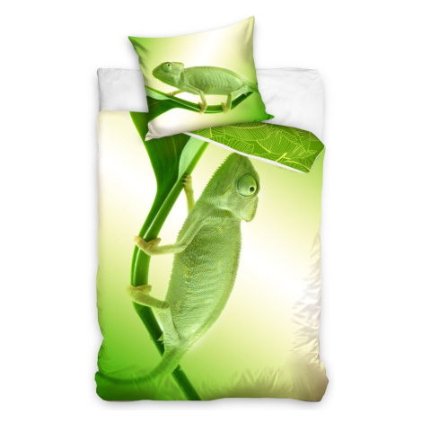 BedTex Bavlnené obliečky Zelený Chameleón, 140 x 200 cm, 70 x 90 cm